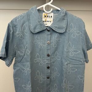 WELA Happy Blue Floral Button-Up Shirt And Pants